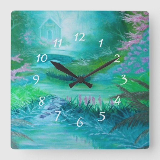 Cabine in de Bossen Vierkante Klok (Voorkant)