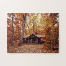 Cabine in de Herfst, gekleurde Bossen