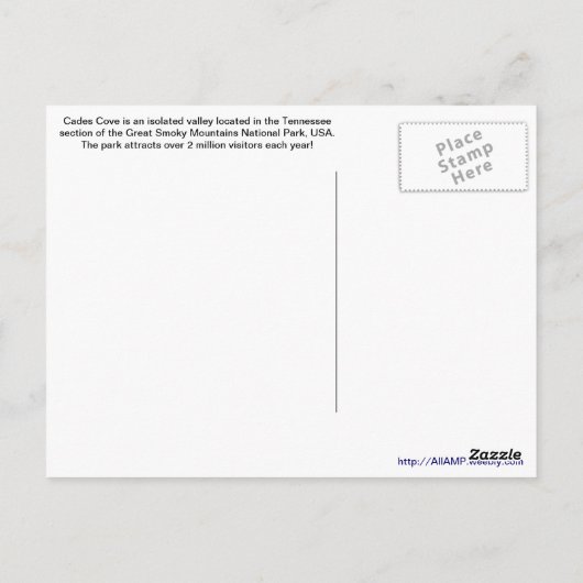 Cabine in de Smoky Mountains, Tennessee Briefkaart (Achterkant)