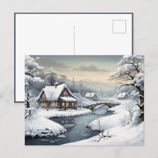 Cabine in de sneeuw briefkaart