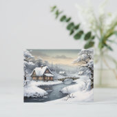 Cabine in de sneeuw briefkaart (Staand voorkant)