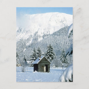 Cabine in de sneeuw briefkaart