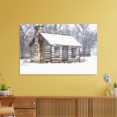 Cabine in de sneeuw canvas afdruk (Insitu (Woonkamer))