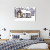 Cabine in de sneeuw canvas afdruk (Insitu (Slaapkamer))
