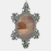 Cabine in de Sneeuwwinter Sneeuwvlok Ornament (Links)