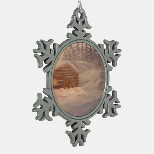 Cabine in de Sneeuwwinter Sneeuwvlok Ornament (Links)