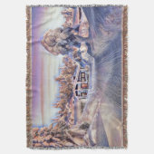 Cabine in een kleurrijke winterlandschap waterverf deken (Voorkant Verticaal)