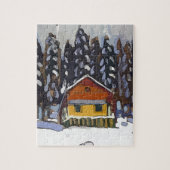 Cabine in sneeuw legpuzzel (Verticaal)