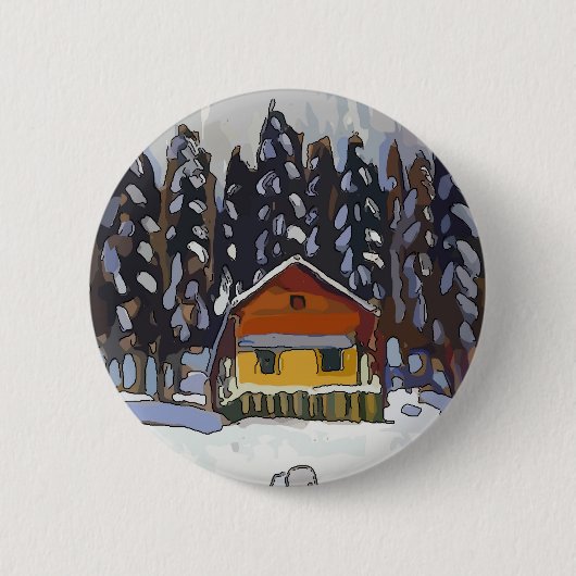 Cabine in sneeuw ronde button 5,7 cm (Voorkant)
