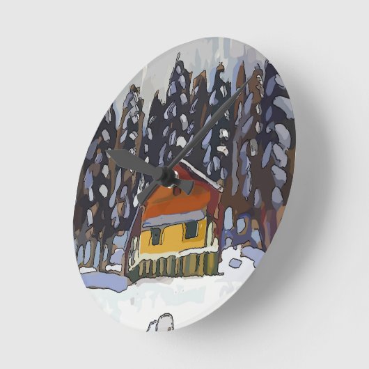 Cabine in sneeuw ronde klok (Hoek)