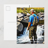 *~* Cabine Man Zon Vist Stream Maine AP49 Briefkaart (Voorkant / Achterkant)