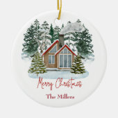 Cabine Merry Christmas  naam Keramisch Ornament (Voorkant)