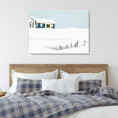 Cabine op een heuvel sneeuw hek canvas afdruk (Insitu (Slaapkamer))