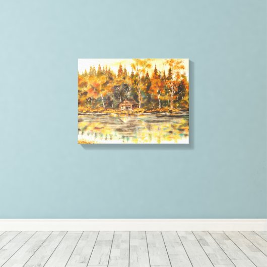 Cabine op het meer canvas afdruk (Insitu (Houten vloer))