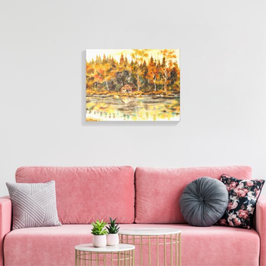 Cabine op het meer canvas afdruk (Insitu (Woonkamer))