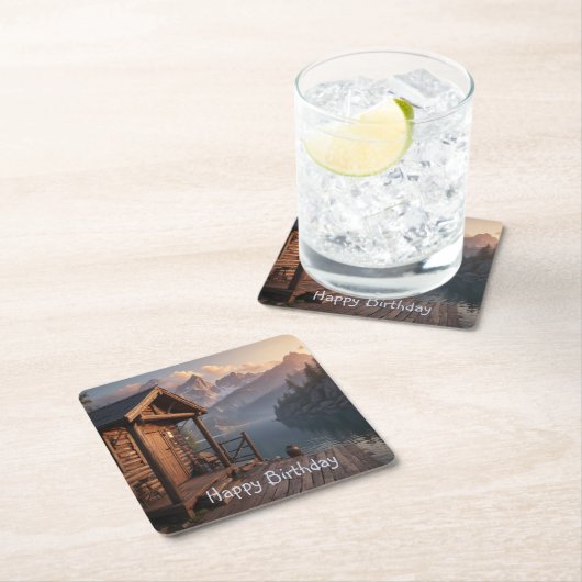 Cabine op het meer kartonnen onderzetters (Insitu)