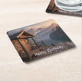 Cabine op het meer kartonnen onderzetters (Schuin)