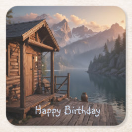 Cabine op het meer kartonnen onderzetters