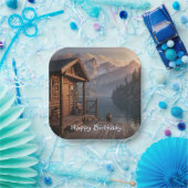 Cabine op het meer papieren bordje (Feest)