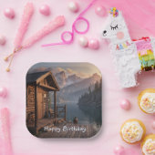 Cabine op het meer papieren bordje (Feest)