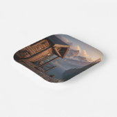 Cabine op het meer papieren bordje (Gebogen)