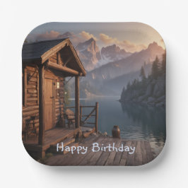 Cabine op het meer papieren bordje