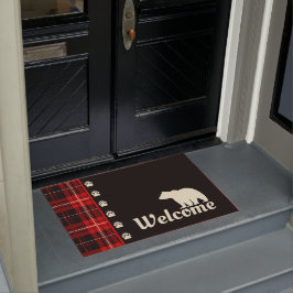 Cabine Red Plaid Beer Welkom Deurmat