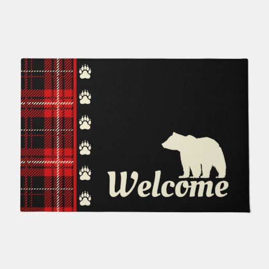 Cabine Red Plaid Beer Welkom Deurmat (Voorkant)