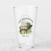 Cabine Rustieke Elk hout Gepersonaliseerde Mountai Glas (Achterkant)