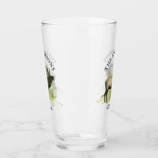 Cabine Rustieke Elk hout Gepersonaliseerde Mountai Glas (Links)