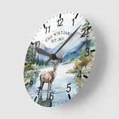 Cabine Rustieke Herten Gepersonaliseerde Berg Ronde Klok (Hoek)