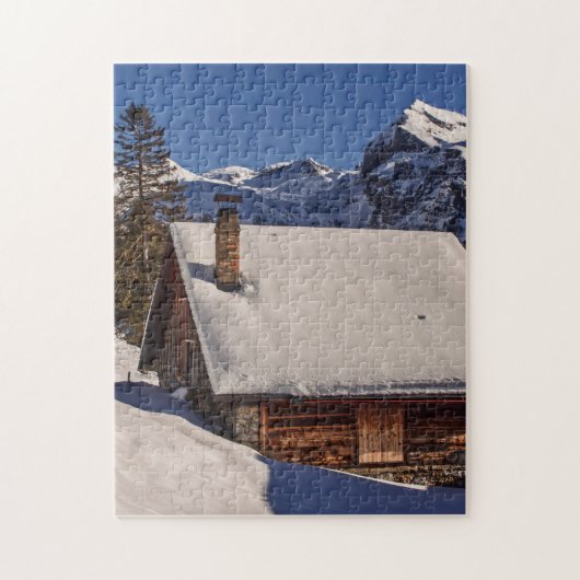 CABINE SNEEUW BEDEKTE LEGPUZZEL (Verticaal)
