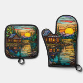 Cabine, Vakantiehuis Lake House Ovenwant & Pannenlap Set (Voorkant)