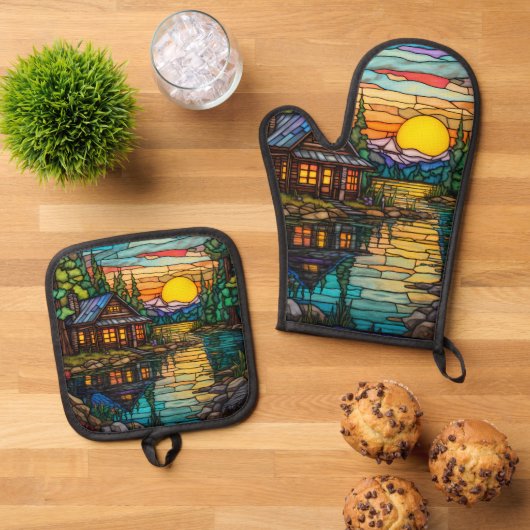 Cabine, Vakantiehuis Lake House Ovenwant & Pannenlap Set (Top down)