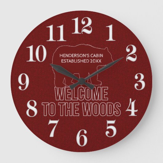 Cabine Vast op datum Beer Woodland in rood Grote Klok (Voorkant)