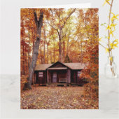 CABINE VERJAARDAG KAART BOSSEN HERFST WENSKAART (Gele Bloem)