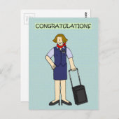 Cabinepersoneel gefeliciteerd met haar briefkaart (Voorkant / Achterkant)