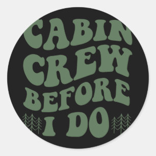 Cabinepersoneel voordat ik Mountain Bride en kampe Ronde Sticker