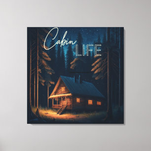 Cabinleven Kampeer thema kunst Canvas Afdruk