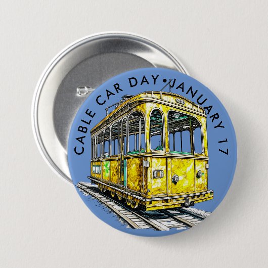 Cable Car Day Ronde Button 7,6 Cm (Voorkant /achterkant)