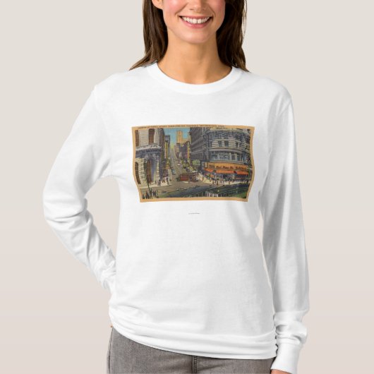 Cable Cars on Market and Powell Street T-shirt (Voorkant)