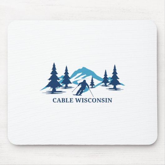 Cable Wisconsin Skigebied Skiën Skiloper  Muismat (Voorkant)