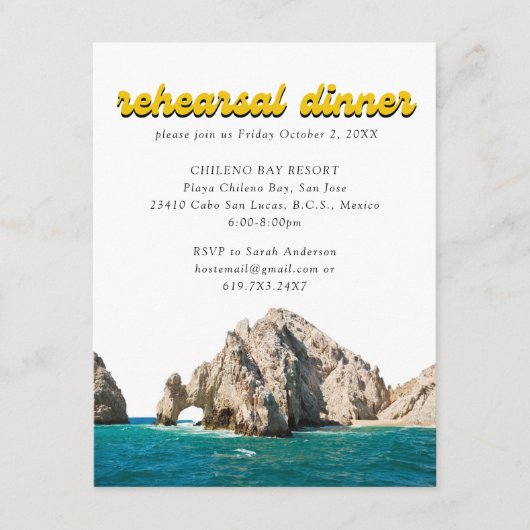 Cabo bruiloft elegante repetitie diner uitnodiging informatiekaartje (Voorkant)