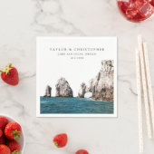 Cabo bruiloft Mexico aangepaste foto cocktail serv Servet (Insitu)