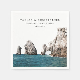 Cabo bruiloft Mexico aangepaste foto cocktail serv Servet