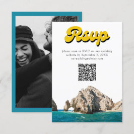 Cabo Bruiloft Uitnodigen Retro RSVP QR Code Enclos Informatiekaartje