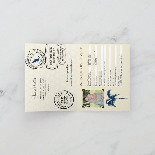 Cabo Mexico Marine Blauwe Palm Tree Passport Trouw (Binnen)