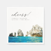 CABO Mexico Waterverf Strand Skyline Bruiloft Servet (Voorkant)