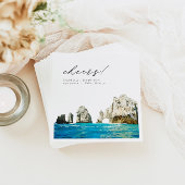 CABO Mexico Waterverf Strand Skyline Bruiloft Servet