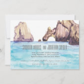 Cabo Mexico Waterverf Wedding Invite Kaart (Voorkant)